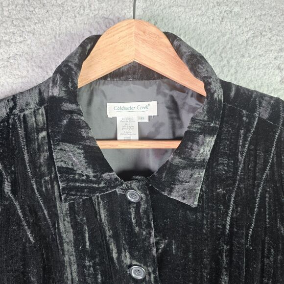 Coldwater Creek Black Velvet Jacket Lined Button Front Classic Petite Large - Picture 4 of 16